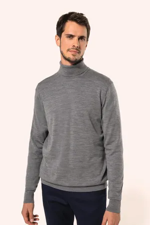 Pull Mérinos col roulé homme