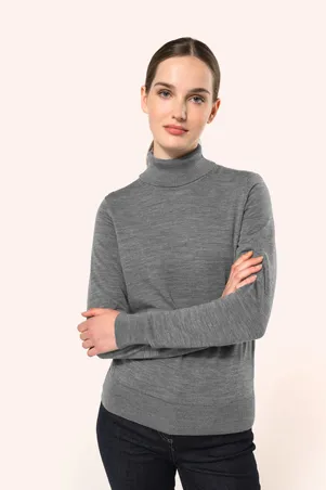 Pull Mérinos col roulé femme