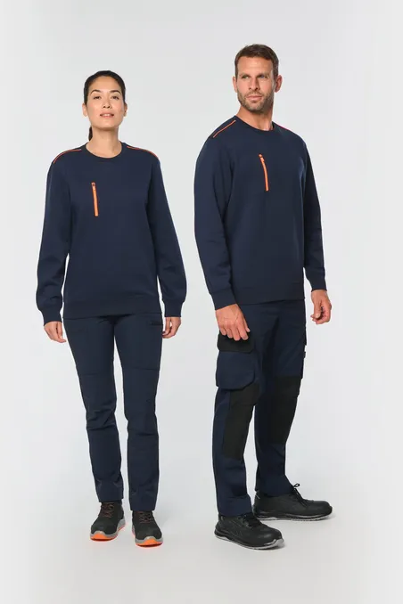 Sweat-shirt Day To Day zip poche contrastée unisexe