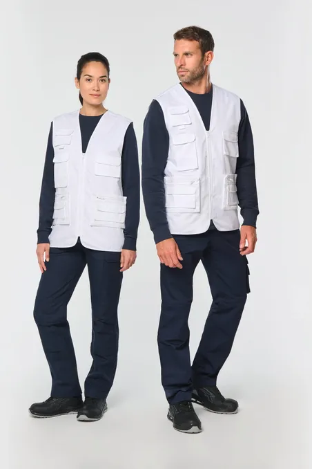 Gilet polycoton multipoches doublé unisexe